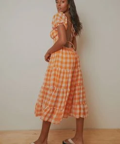 Peppermayo Blissful Midi Dress - Orange Check 5 Peppermayo Blissful Midi Dress - Orange Check