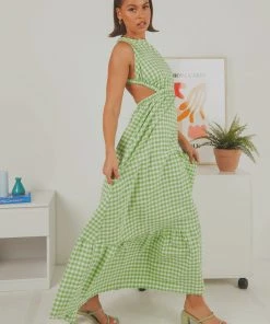 Peppermayo Exclusive New & Most Loved Sariska Maxi Dress - Green Gingham 10 Peppermayo Exclusive New & Most Loved Sariska Maxi Dress - Green Gingham