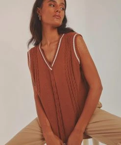 Peppermayo Centre Court Knit Vest - Choc Brown New & Most Loved