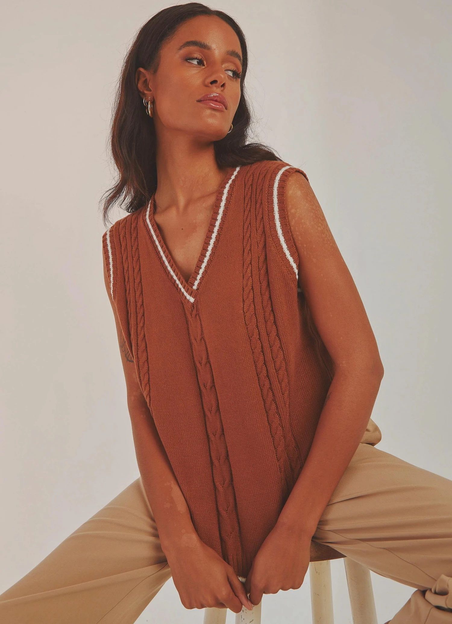 Peppermayo Centre Court Knit Vest - Choc Brown New & Most Loved Peppermayo Centre Court Knit Vest - Choc Brown New & Most Loved