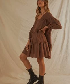 Peppermayo Camila Mini Dress - Choc Brown 10 Peppermayo Camila Mini Dress - Choc Brown