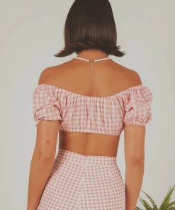 Peppermayo Exclusive Les Deux Crop Top - Pink Gingham