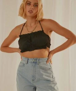 4th & Reckless Faye Top - Black Satin