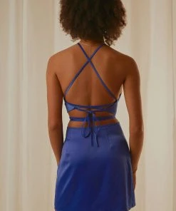 Peppermayo Exclusive Driving Force Crop Top - Cobalt New & Most Loved