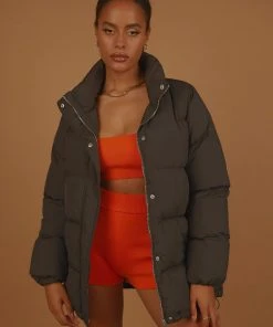 Nude Lucy Topher Longline Puffer - Coal New & Most Loved