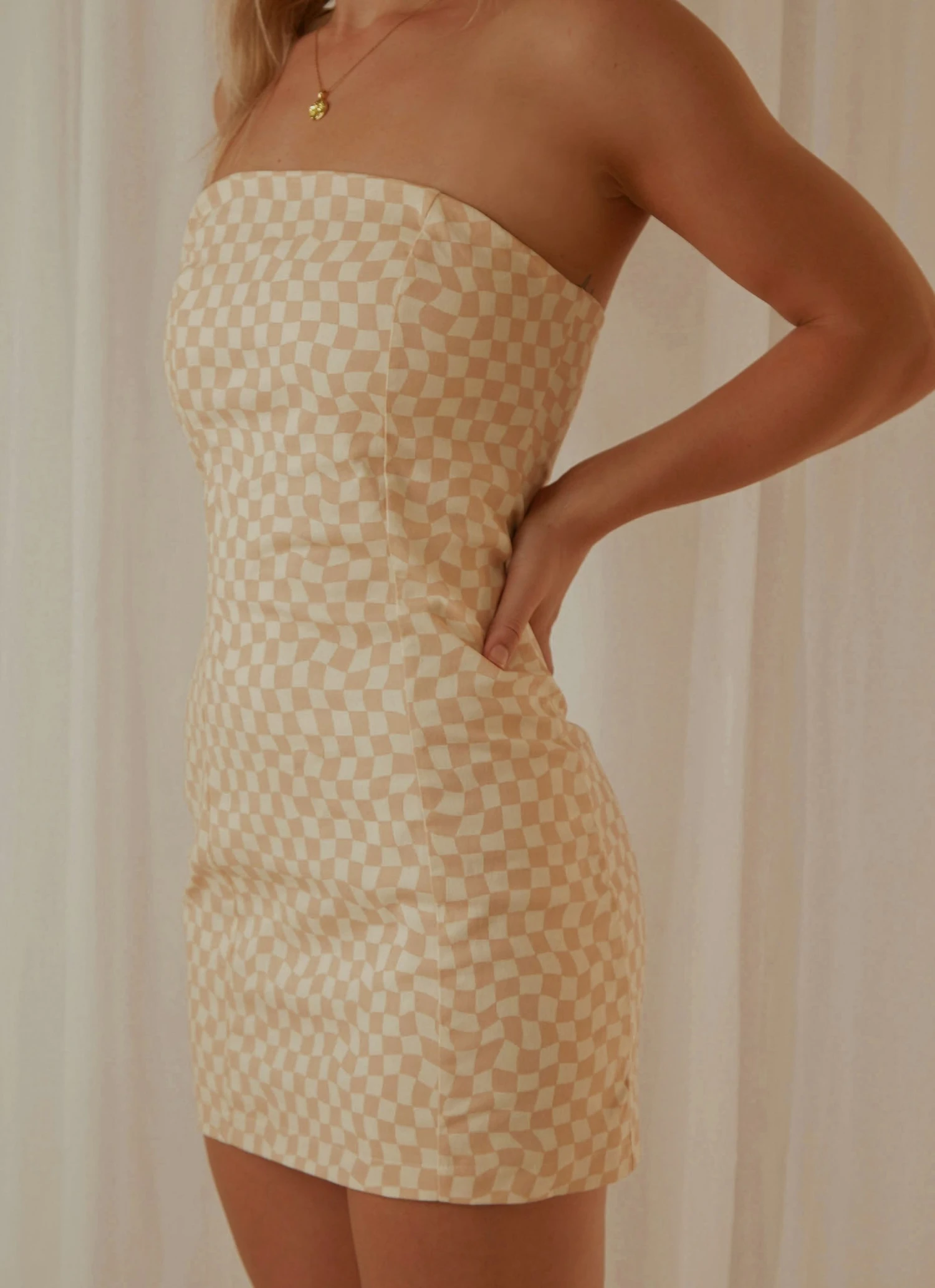 Peppermayo Exclusive New & Most Loved Elsa Tube Mini Dress - Neutral Check 6 Peppermayo Exclusive New & Most Loved Elsa Tube Mini Dress - Neutral Check