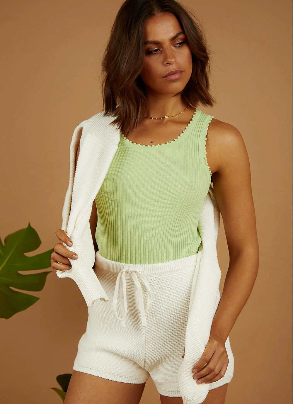 Peppermayo Fine Line Knit Shorts - White 4 Peppermayo Fine Line Knit Shorts - White