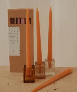 Candle Co Moreton Eco Taper Candle Pack Of 4 - Orange New & Most Loved