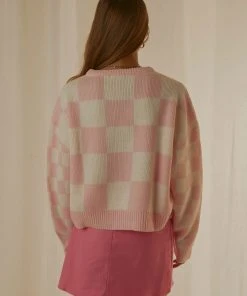 Cools Club New & Most Loved College Knit - Pink Checkerboard