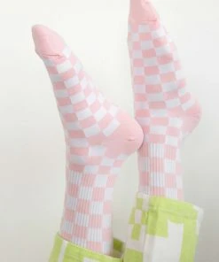 Peppermayo No Promises Socks - Pink Check