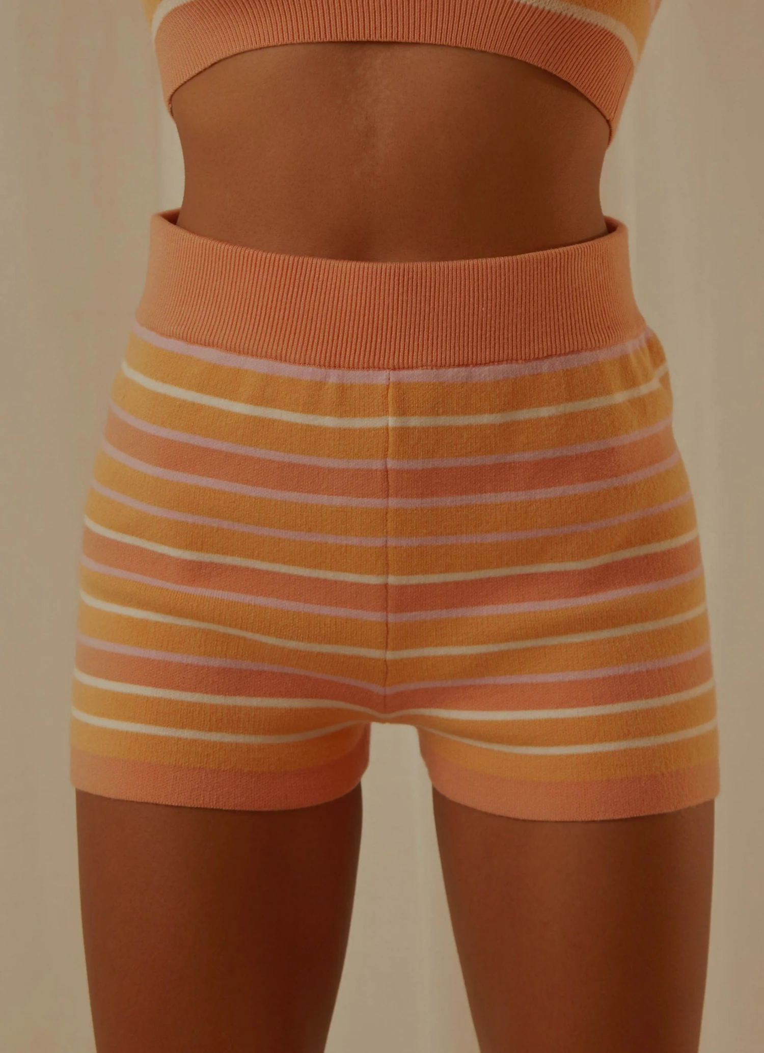 Peppermayo Exclusive New & Most Loved Rhodes Knit Shorts - Peach Multi Stripe 6 Peppermayo Exclusive New & Most Loved Rhodes Knit Shorts - Peach Multi Stripe