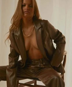 Peppermayo Exclusive 90s Starlett Blazer - Chocolate