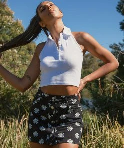 Peppermayo Flower Mode Mini Skirt - Black Print New & Most Loved