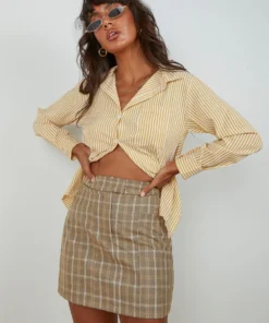 4th & Reckless New Bottoms Chance Skirt - Beige Check