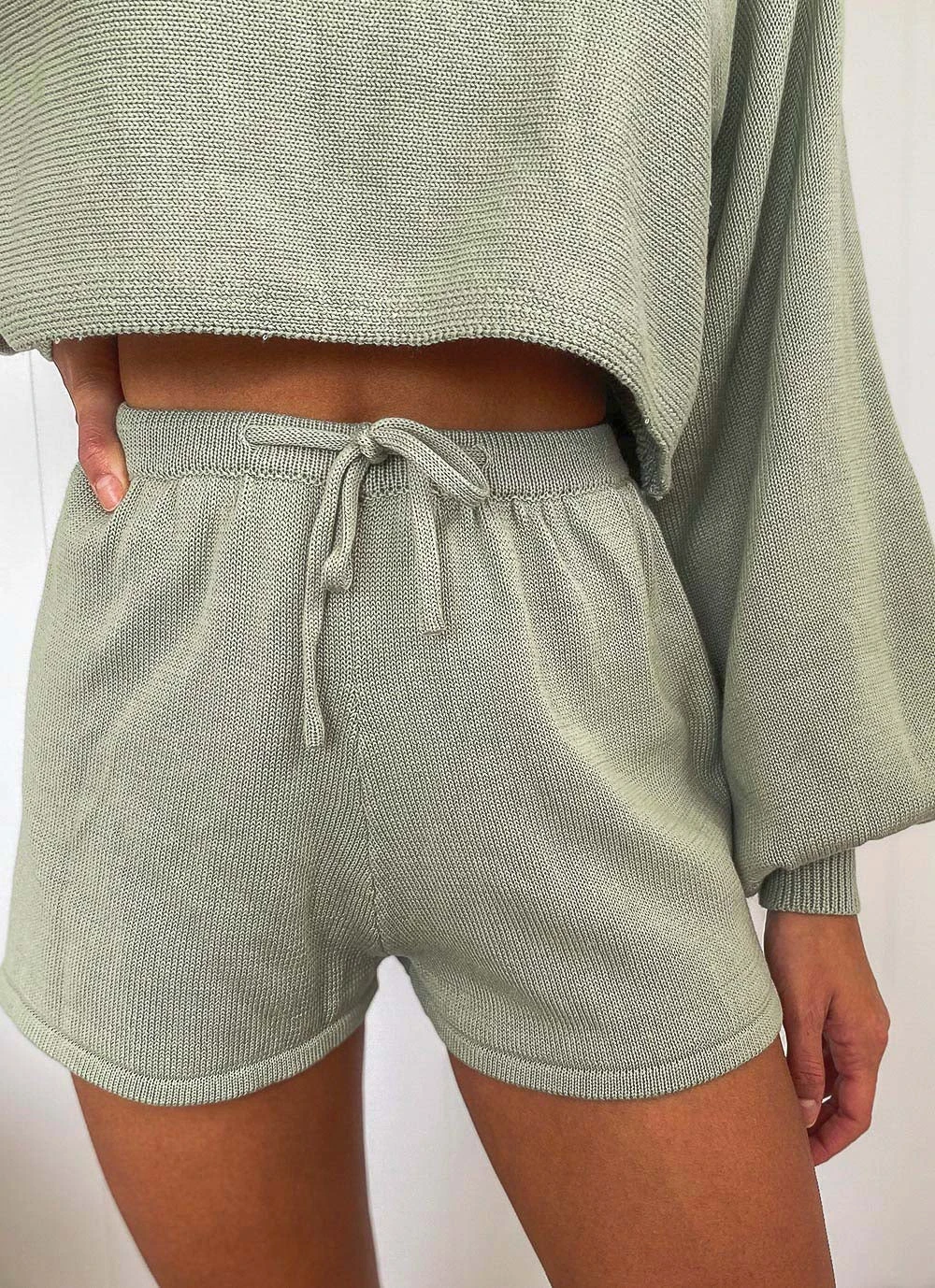 Peppermayo Low Tide Knit Shorts - Sage New Bottoms 3 Peppermayo Low Tide Knit Shorts - Sage New Bottoms