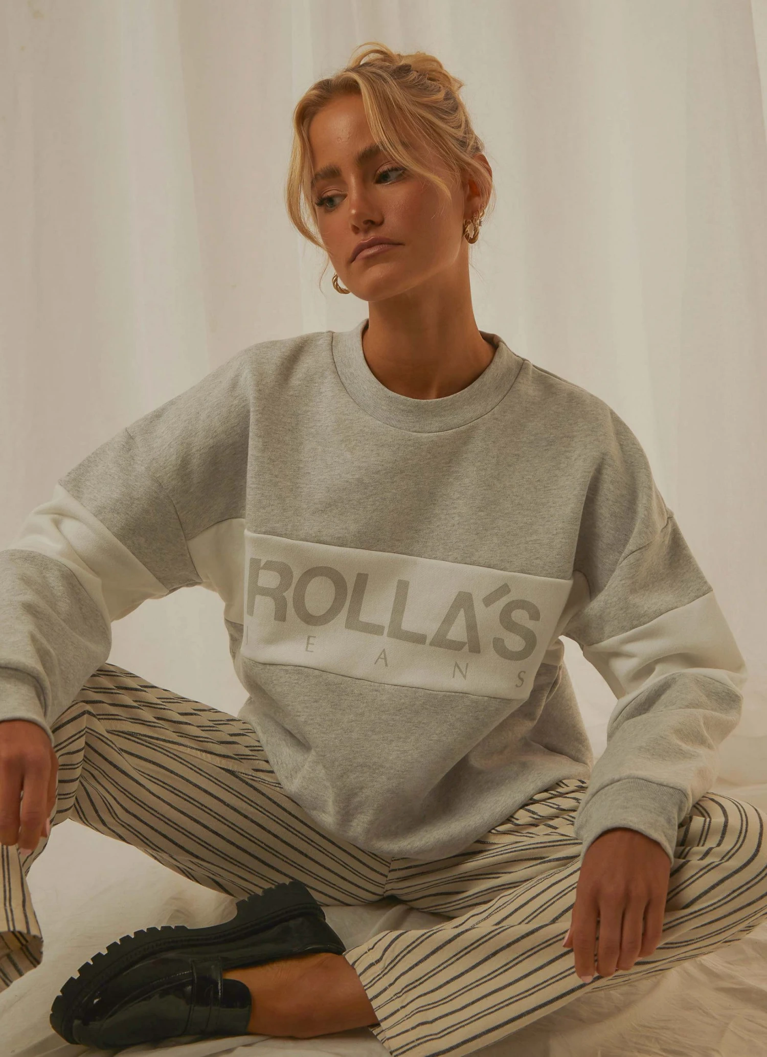 Rolla's Split Logo Sweater - Grey Marle 3 Rolla's Split Logo Sweater - Grey Marle