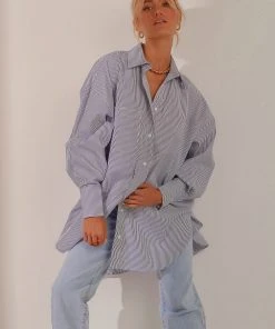 Peppermayo Liasons Oversized Shirt - Blue Stripe New & Most Loved 12 Peppermayo Liasons Oversized Shirt - Blue Stripe New & Most Loved