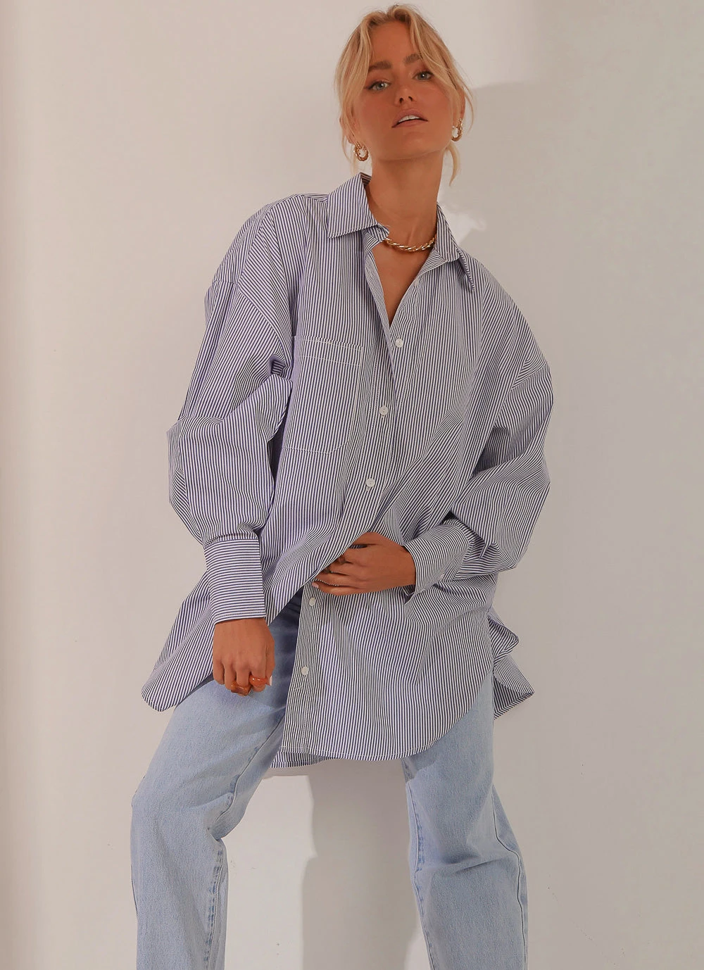 Peppermayo Liasons Oversized Shirt - Blue Stripe New & Most Loved 6 Peppermayo Liasons Oversized Shirt - Blue Stripe New & Most Loved
