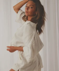 Nude Lucy Nude Linen Lounge Shirt - White New Tops 19 Nude Lucy Nude Linen Lounge Shirt - White New Tops