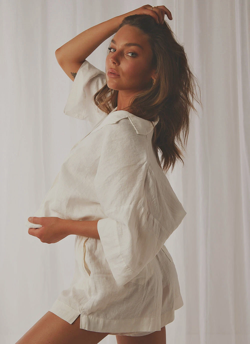 Nude Lucy Nude Linen Lounge Shirt - White New Tops 10 Nude Lucy Nude Linen Lounge Shirt - White New Tops