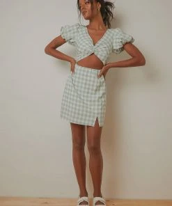 Peppermayo Our Time Gingham Mini Dress - Green Check New Dresses 9 Peppermayo Our Time Gingham Mini Dress - Green Check New Dresses