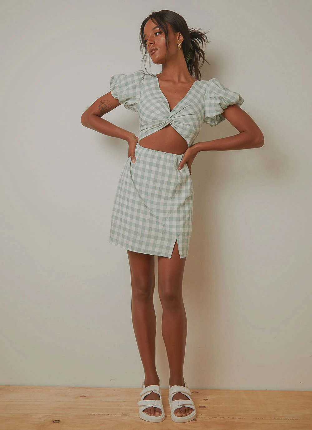 Peppermayo Our Time Gingham Mini Dress - Green Check New Dresses 5 Peppermayo Our Time Gingham Mini Dress - Green Check New Dresses