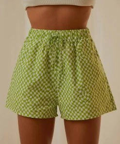 Peppermayo Exclusive Seventies Groove Shorts - Lime Warp Check 11 Peppermayo Exclusive Seventies Groove Shorts - Lime Warp Check