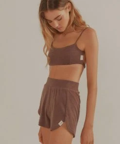 Vacancy Supply Sunbather Terry Crop - Choc Brown 10 Vacancy Supply Sunbather Terry Crop - Choc Brown