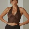 Peppermayo Exclusive Betty Halter Neck Top - Choc Brown New & Most Loved