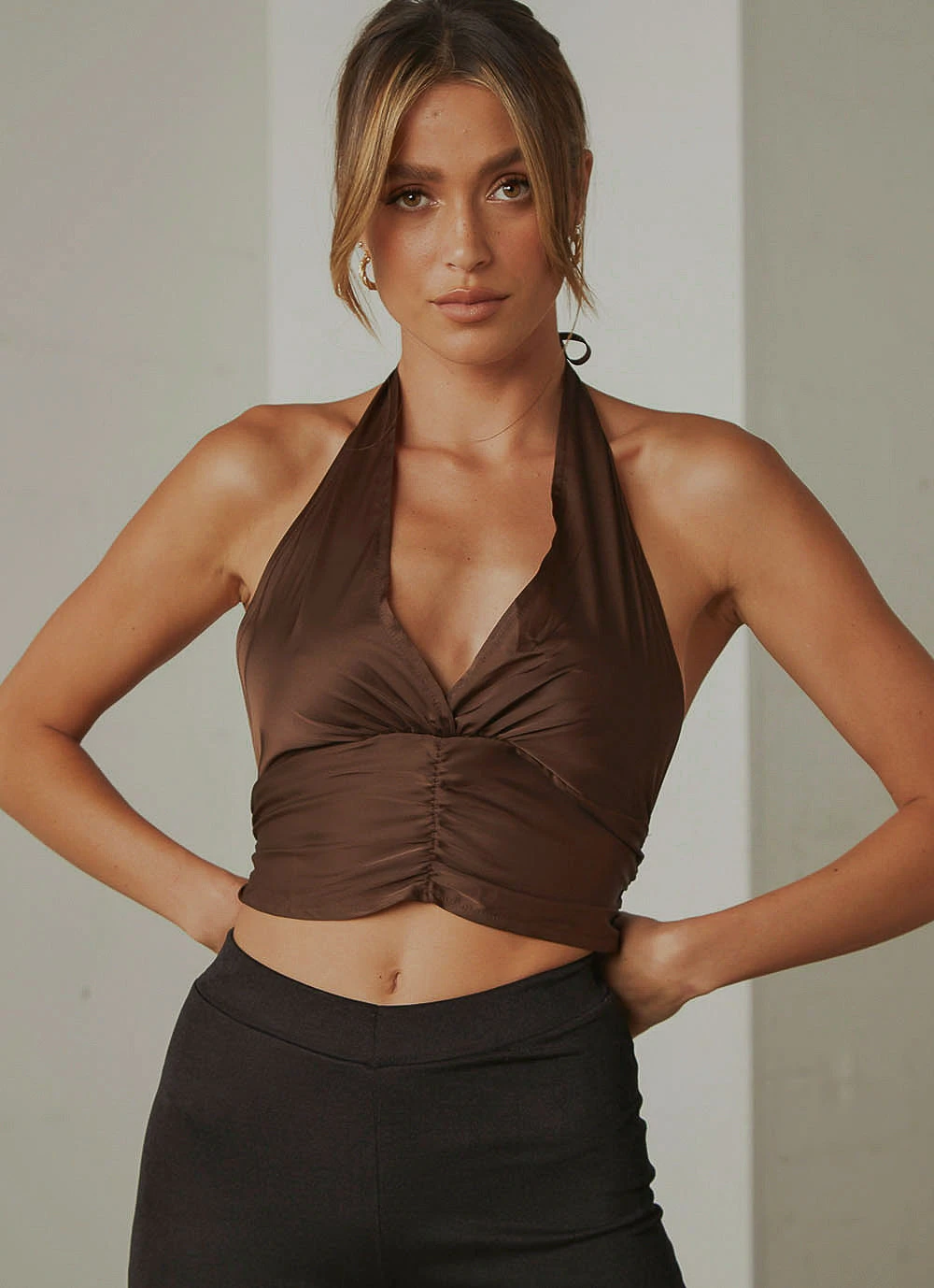 Peppermayo Exclusive Betty Halter Neck Top - Choc Brown New & Most Loved 3 Peppermayo Exclusive Betty Halter Neck Top - Choc Brown New & Most Loved