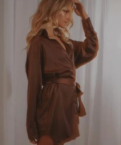 Peppermayo Exclusive Faye Mini Shirt Dress - Choc Brown 10 Peppermayo Exclusive Faye Mini Shirt Dress - Choc Brown