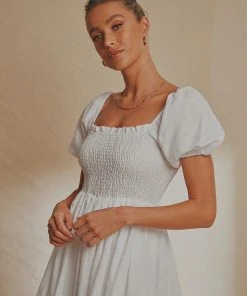 National Breast Cancer Foundation X Peppermayo Florence Linen Maxi Dress - White