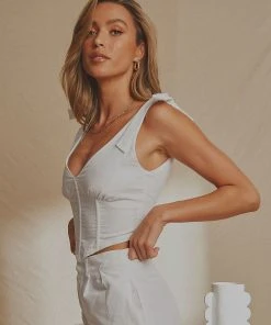 National Breast Cancer Foundation X Peppermayo New & Most Loved Parisian Life Linen Bustier Crop - White 12 National Breast Cancer Foundation X Peppermayo New & Most Loved Parisian Life Linen Bustier Crop - White