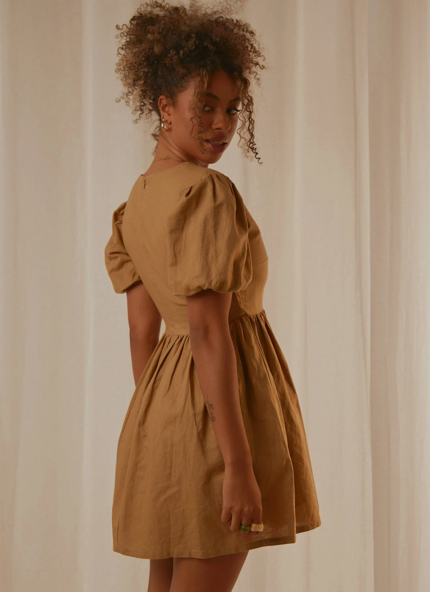 Nude Lucy Nima Linen Mini Dress - Oak Nude Lucy Nima Linen Mini Dress - Oak