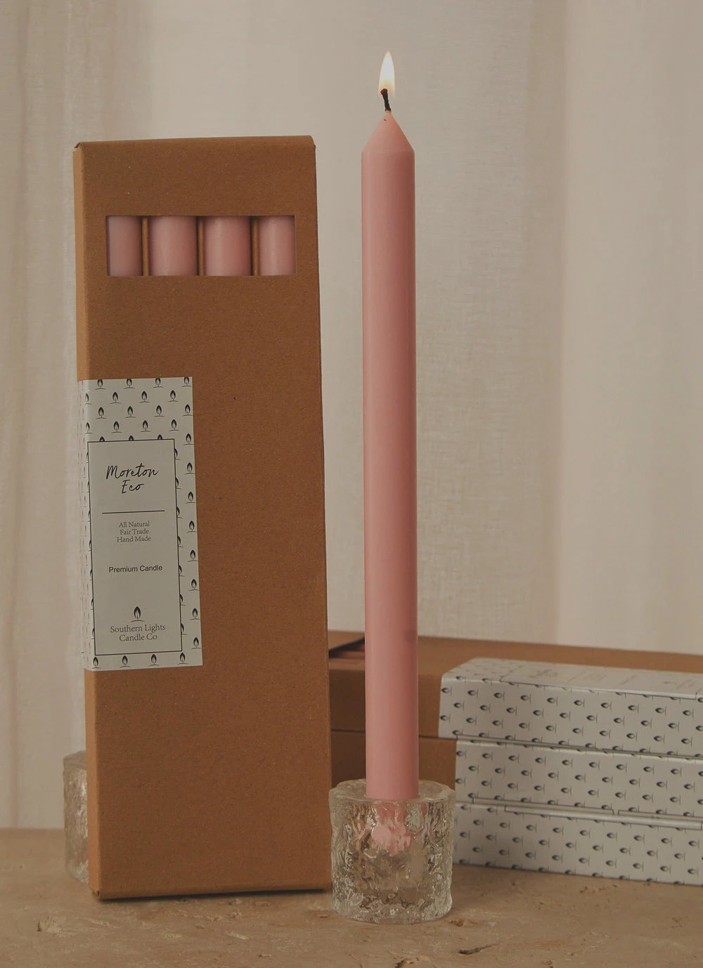 Candle Co Moreton Eco Dinner Candle 4 Pack - Blush Pink New & Most Loved 3 Candle Co Moreton Eco Dinner Candle 4 Pack - Blush Pink New & Most Loved