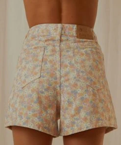 Cools Club Jean Short - Peach Floral New & Most Loved