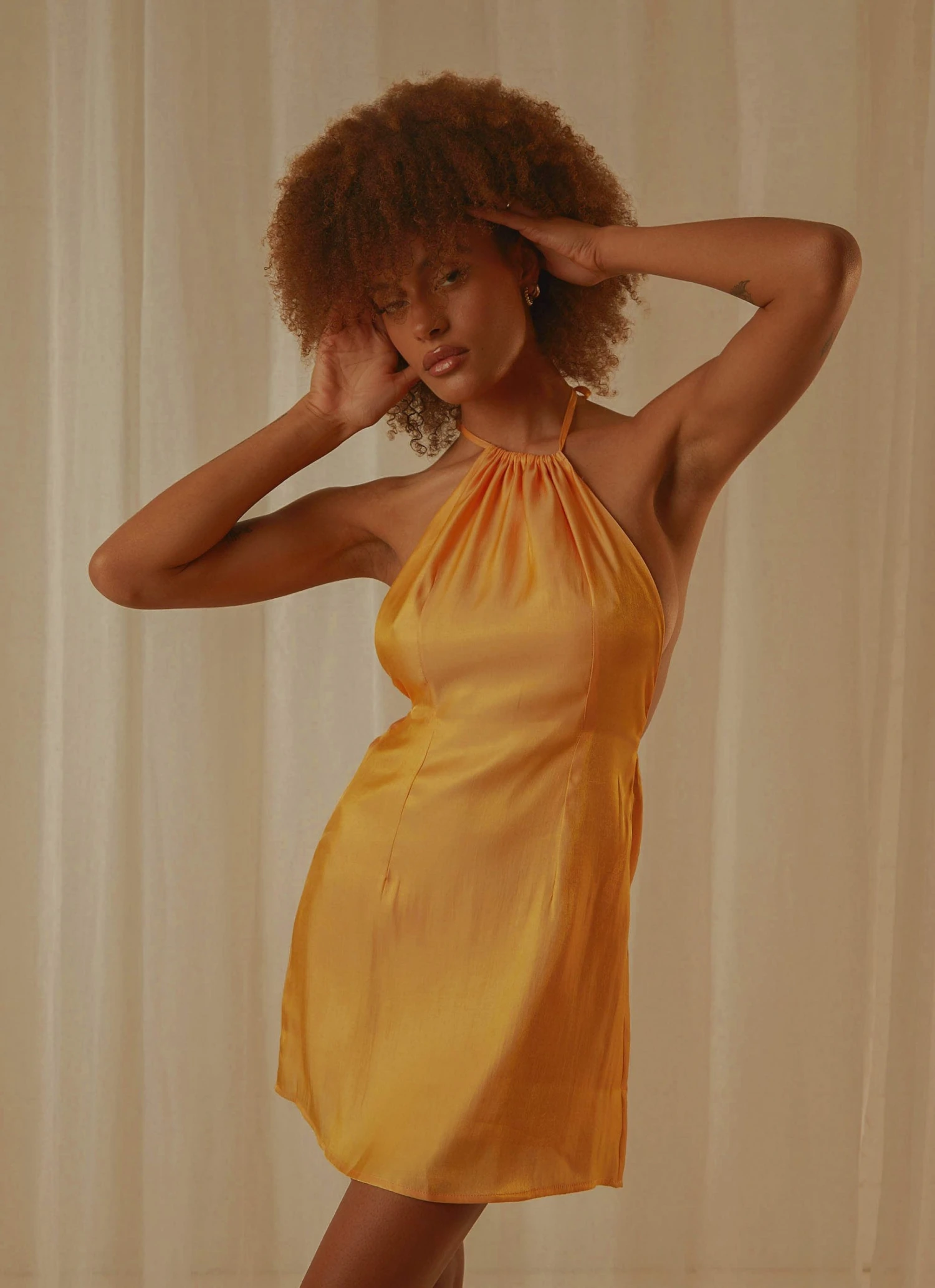 Peppermayo Exclusive Love Lessons Mini Dress - Mango Shimmer New & Most Loved 3 Peppermayo Exclusive Love Lessons Mini Dress - Mango Shimmer New & Most Loved