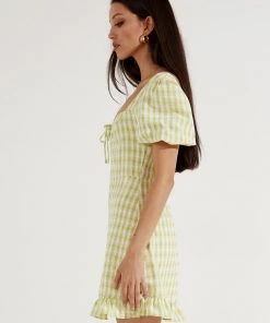 Peppermayo Out In Italy Mini Dress - Green Gingham New & Most Loved 10 Peppermayo Out In Italy Mini Dress - Green Gingham New & Most Loved