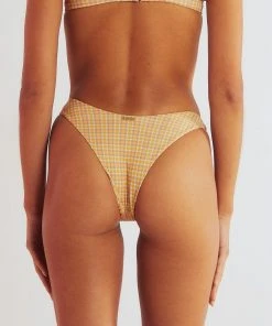 LaHana Swim New & Most Loved Viola Seamless Bikini Bottom - Orange Checkers