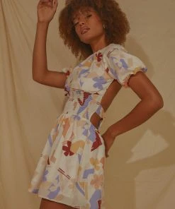 Peppermayo Exclusive Lani Linen Mini Dress - Abstract Resort