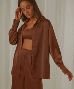 Peppermayo Exclusive New & Most Loved Monet Oversized Shirt - Choc Brown