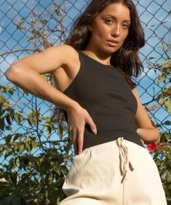 Peppermayo Exclusive New & Most Loved Blank Canvas Ribbed Tank - Black