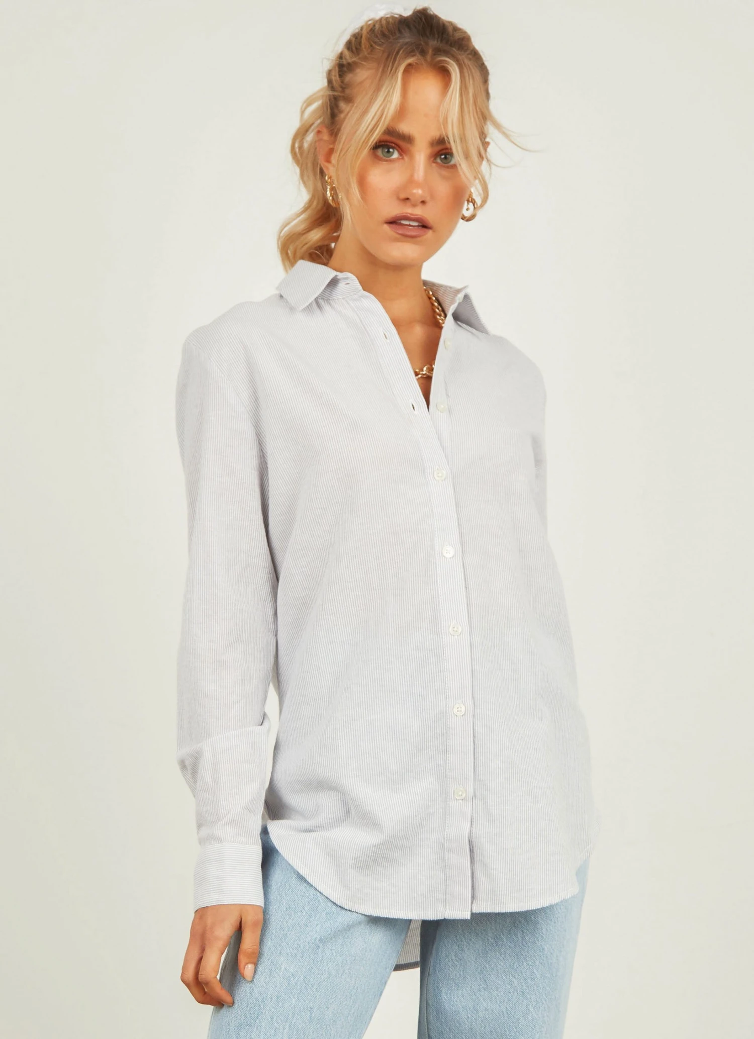 Nude Lucy Nude Classic Shirt - Grey Stripe New & Most Loved 3 Nude Lucy Nude Classic Shirt - Grey Stripe New & Most Loved