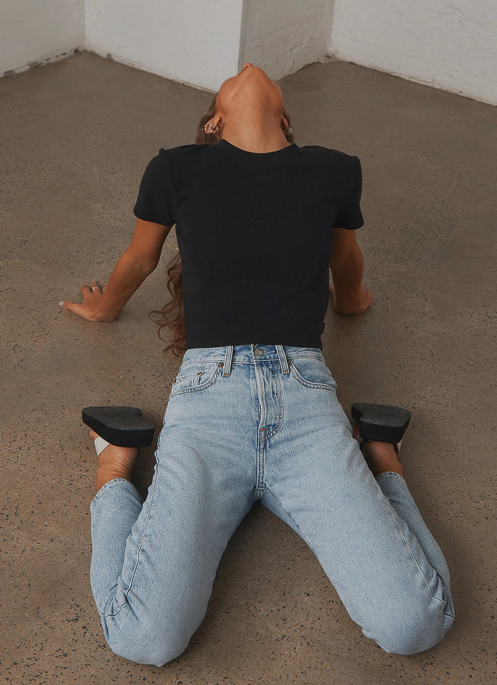 Afends Erin Waffle Fitted Tee - Black Afends Erin Waffle Fitted Tee - Black