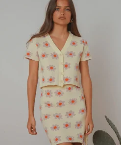 Peppermayo New Tops Free Spirit Knit Crop - Yellow