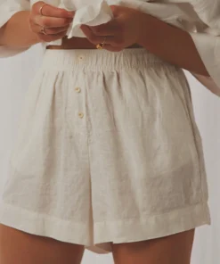 Nude Lucy New Bottoms Nude Linen Lounge Short - White 9 Nude Lucy New Bottoms Nude Linen Lounge Short - White