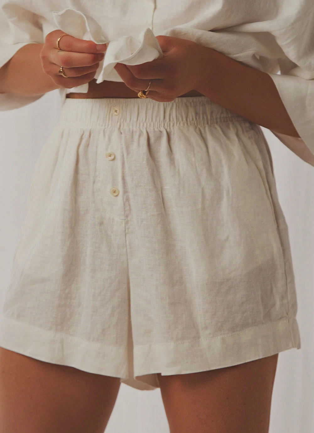 Nude Lucy New Bottoms Nude Linen Lounge Short - White 5 Nude Lucy New Bottoms Nude Linen Lounge Short - White