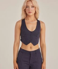 Riley Hubatka X Peppermayo Dance Town Vest Top - Pinstripe New & Most Loved 6 Riley Hubatka X Peppermayo Dance Town Vest Top - Pinstripe New & Most Loved