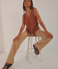 Peppermayo Centre Court Knit Vest - Choc Brown New & Most Loved