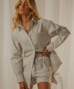 4th & Reckless New & Most Loved Heaton Shirt - Grey Stripe